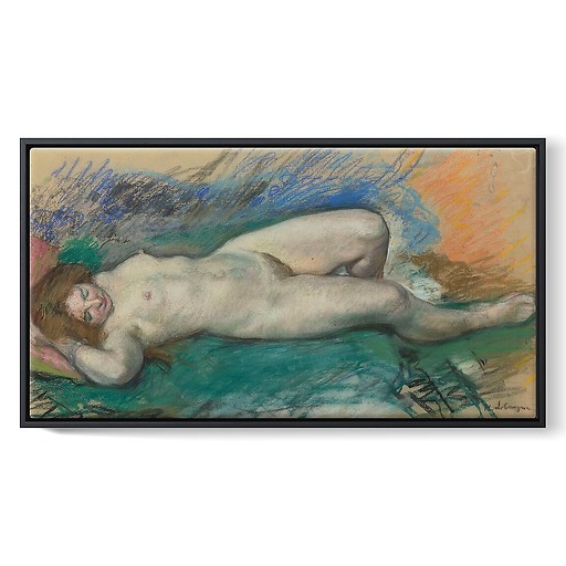 Naked woman lying down (framed canvas)