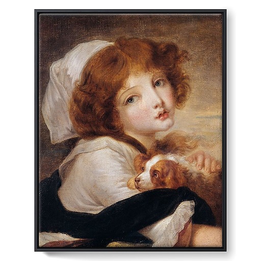 The little girl with a dog (framed canvas)