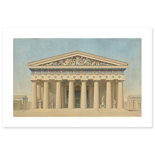 Temple T at Selinunte (Sicily), reconstructed elevation of the main facade (art prints)