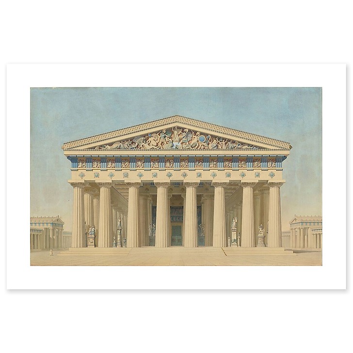 Temple T à Sélinonte (Sicile) : élévation, restitution de la façade principale (toiles sans cadre)