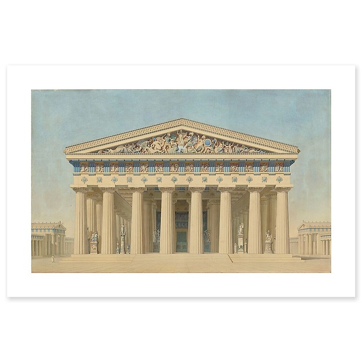 Temple T à Sélinonte (Sicile) : élévation, restitution de la façade principale (toiles sans cadre)