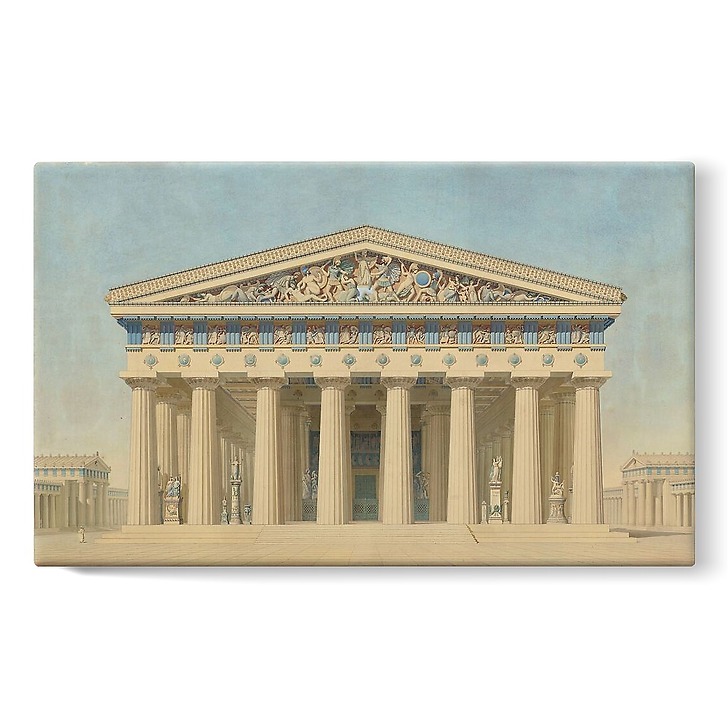 Temple T à Sélinonte (Sicile) : élévation, restitution de la façade principale (toiles sur châssis)