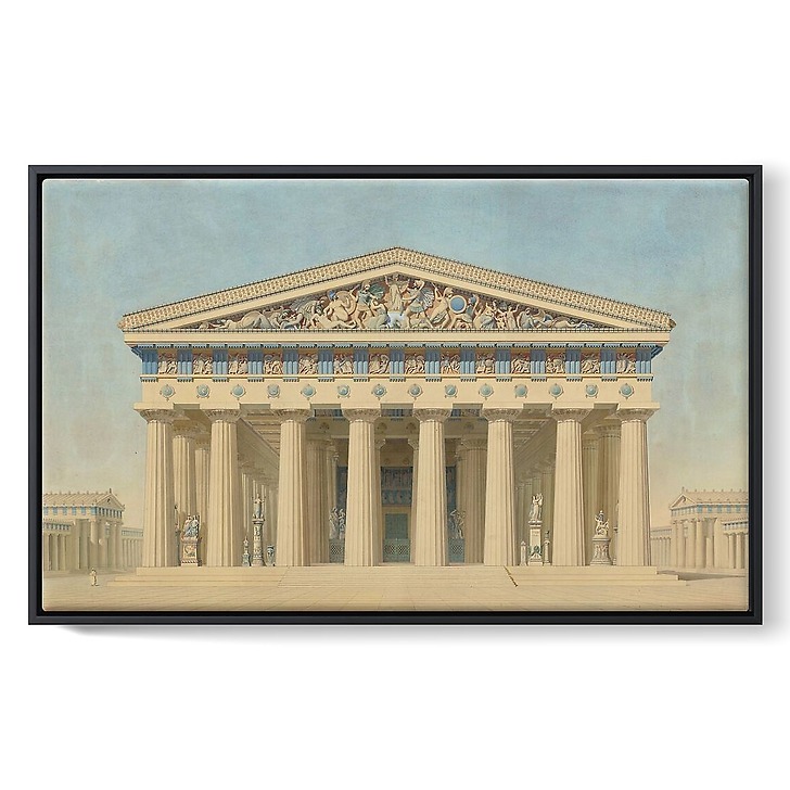 Temple T à Sélinonte (Sicile) : élévation, restitution de la façade principale (toiles encadrées)