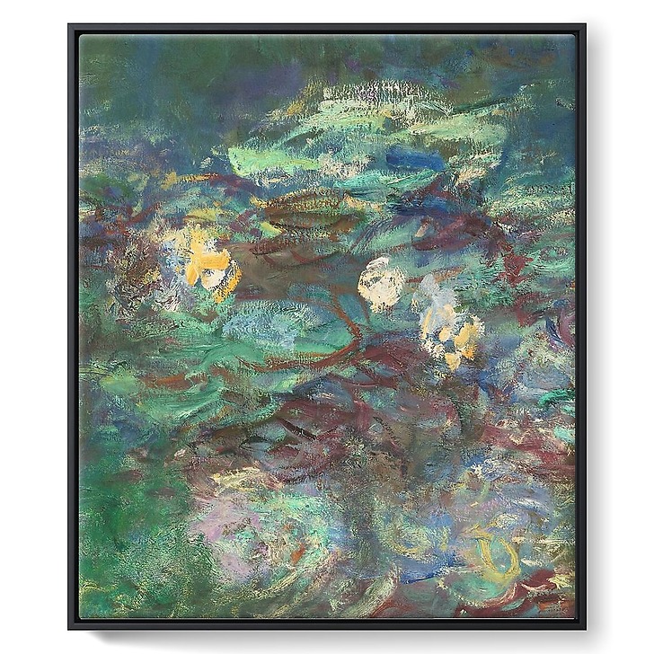 The Water Lilies: Green Reflections (framed canvas)