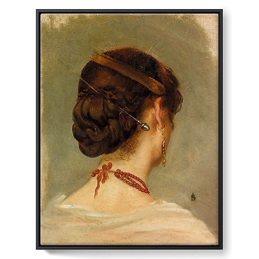 Woman's head seen from behind (framed canvas)