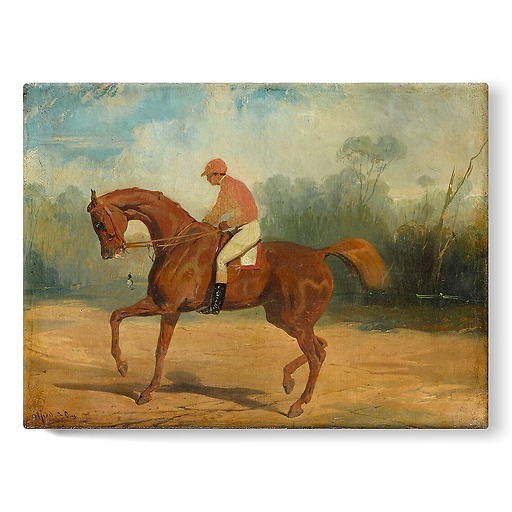 Racehorse and his jockey (stretched canvas)