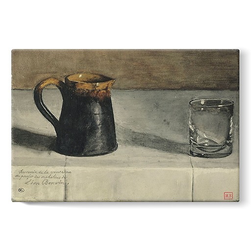 Still life: jug and glass on a table (stretched canvas)