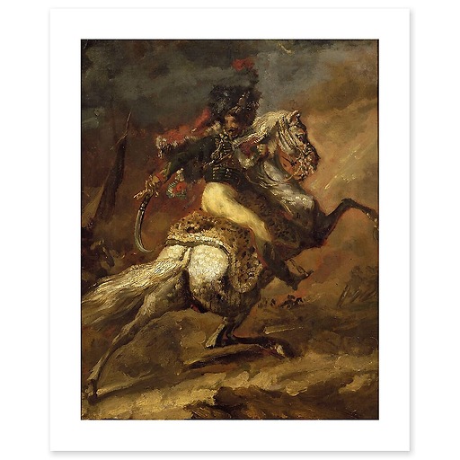 Hunter's officer on horseback loading, sketch (canvas without frame)