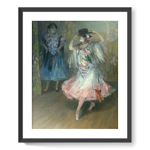 Two Spanish dancers, one of whom is holding the edges of her sombrero (framed art prints)