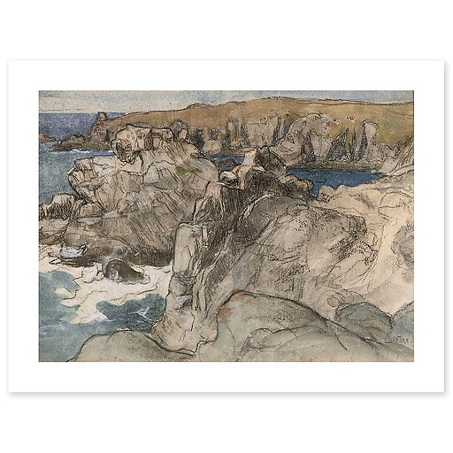 Rochers au bord de la mer en Bretagne à l'île d'Yeu (affiches d'art)