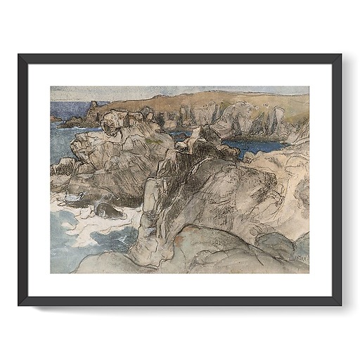 Rochers au bord de la mer en Bretagne à l'île d'Yeu (affiches d'art encadrées)