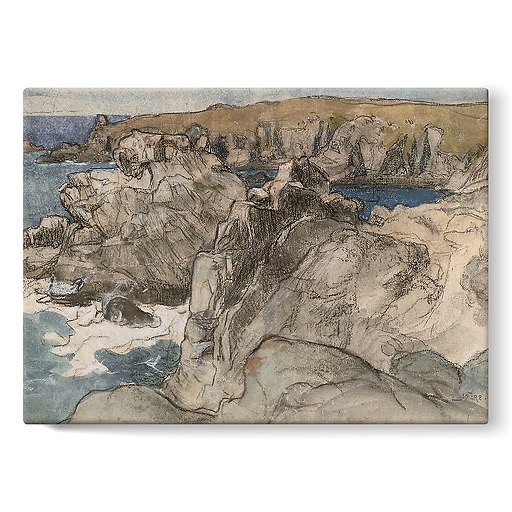 Rocks by the sea in Brittany on the island of Yeu (stretched canvas)
