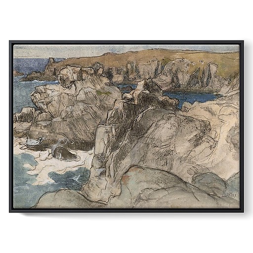 Rocks by the sea in Brittany on the island of Yeu (framed canvas)