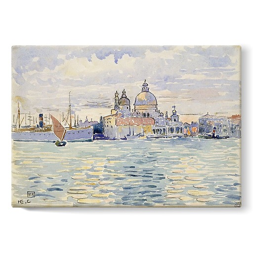 Venise, le canal avec des bateaux à voiles et au fond la Salute (toiles sur châssis)