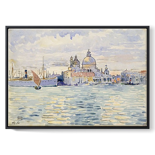 Venice, the canal with sailing boats and in the background the Salute (framed canvas)