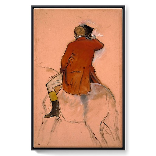Rider in red dress (framed canvas)