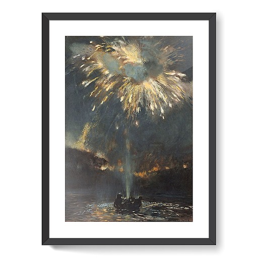 Large jet of water and fireworks (framed art prints)
