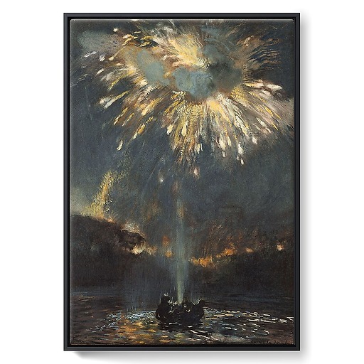 Large jet of water and fireworks (framed canvas)