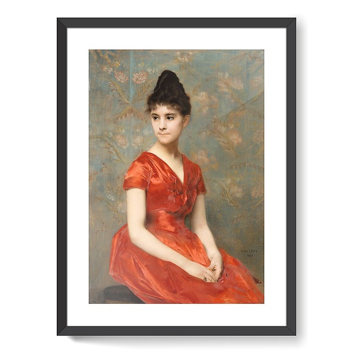 portrait of a young lady in a red dress Young girl in a red dress on a flower background (framed art prints) ·  Boutiques de musées