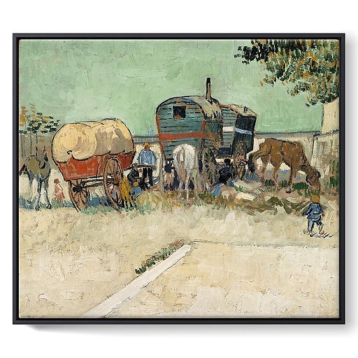The caravans, a bohemian camp in the surroundings of Arles (framed canvas)
