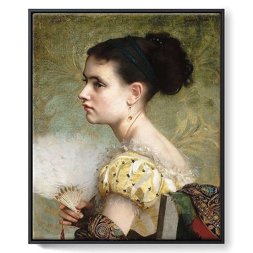 The woman with the fan (framed canvas)