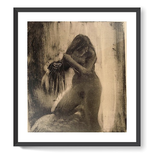 Woman, naked, doing her hair (framed art prints)
