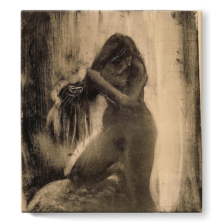 Femme, nue, se coiffant (toiles sur châssis)