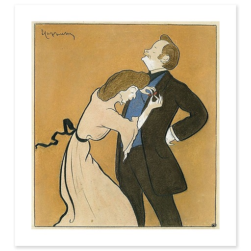 Portrait of Mrs. Simone decorating her husband the actor the Bargy (art prints)