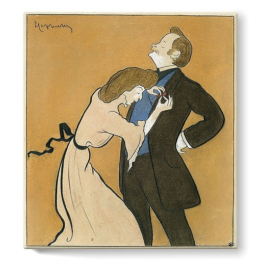 Portrait of Mrs. Simone decorating her husband the actor the Bargy (stretched canvas)