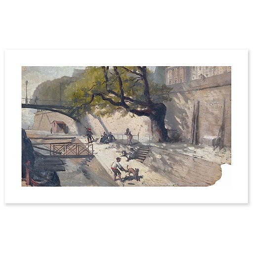 Album des vues de Paris, la berge sous le pont des Beaux-Arts (toiles sans cadre)