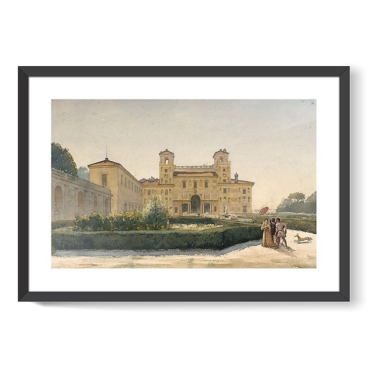 Villa Médicis: general view with characters in Renaissance costumes (framed art prints)
