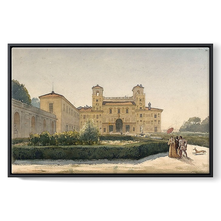 Villa Médicis : vue générale avec des personnages en costume Renaissance (toiles encadrées)