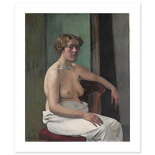 Femme assise à demi-nue (affiches d'art)