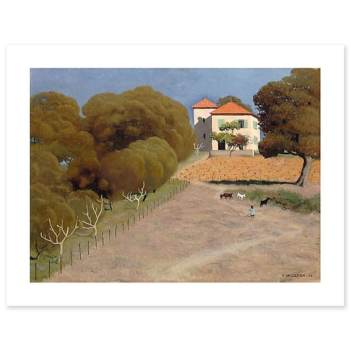 Landscape, the house with the red roof (canvas without frame)