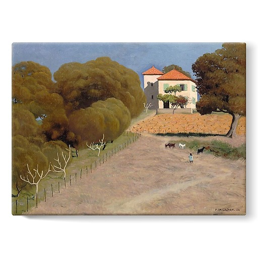 Landscape, the house with the red roof (stretched canvas)