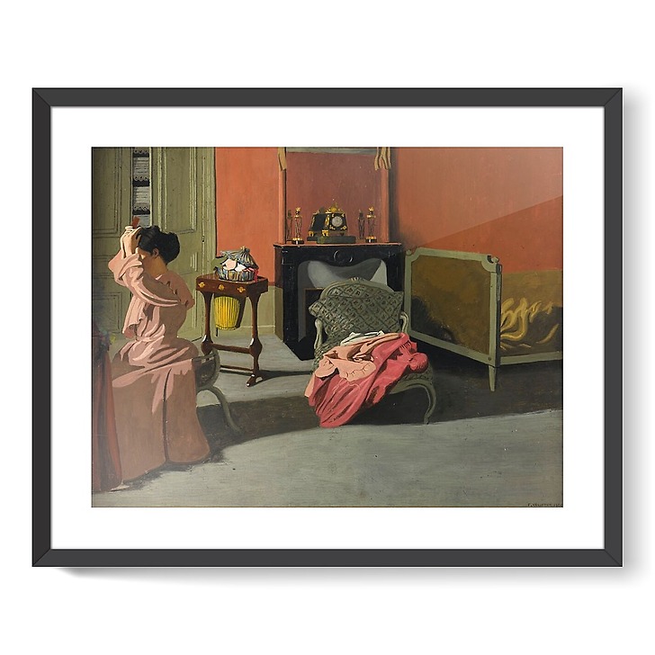 Woman doing her hair (framed art prints)