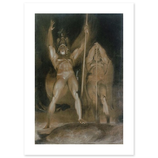 Satan et Belzébuth debout, de face, domiant des nuées enflammées (affiches d'art)