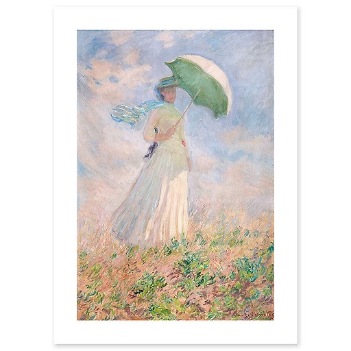 Essai de figure en plein air: femme à l'ombrelle tournée vers la droite (affiches d'art)