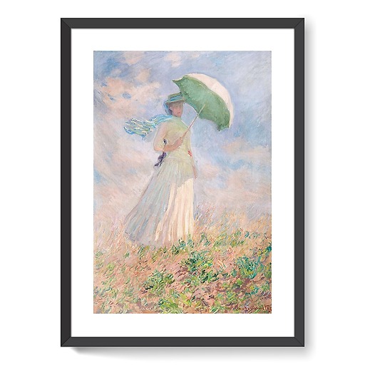Essai de figure en plein air: femme à l'ombrelle tournée vers la droite (affiches d'art encadrées)