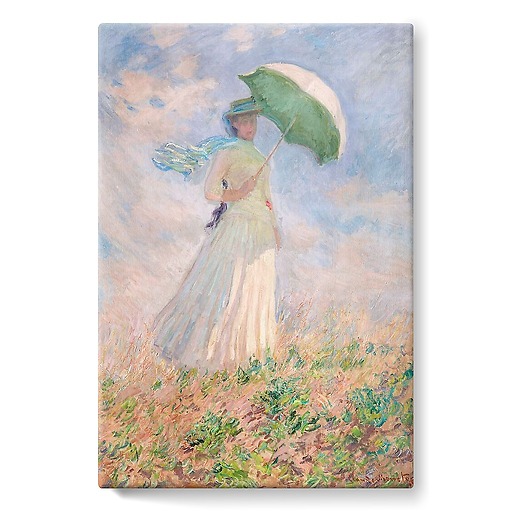 Essai de figure en plein air: femme à l'ombrelle tournée vers la droite (toiles sur châssis)