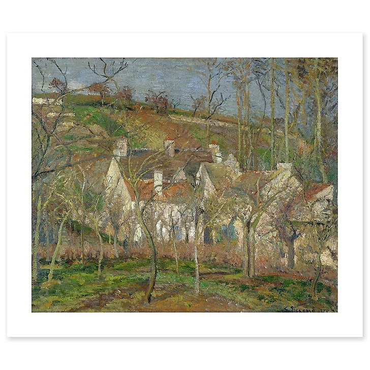 Les toits rouges, coin de village, effet d'hiver (affiches d'art)