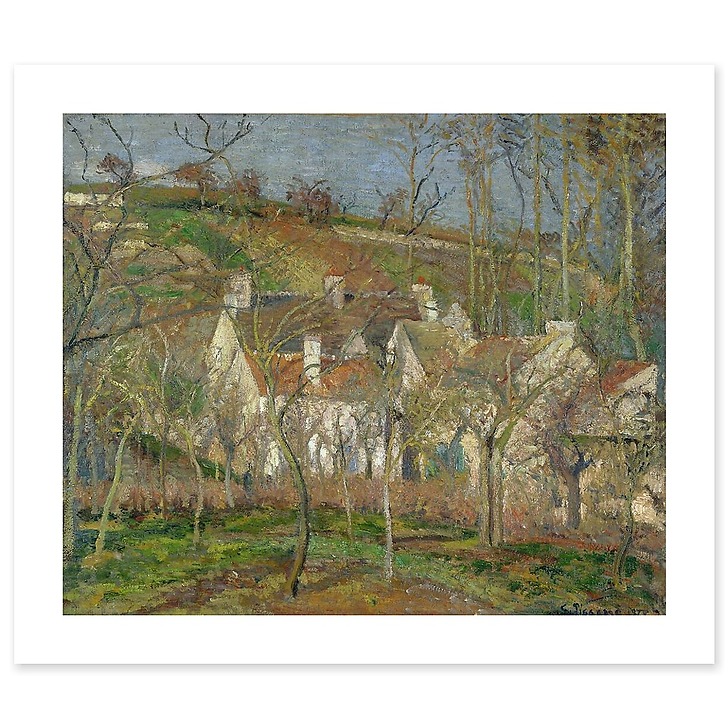 Les toits rouges, coin de village, effet d'hiver (affiches d'art)