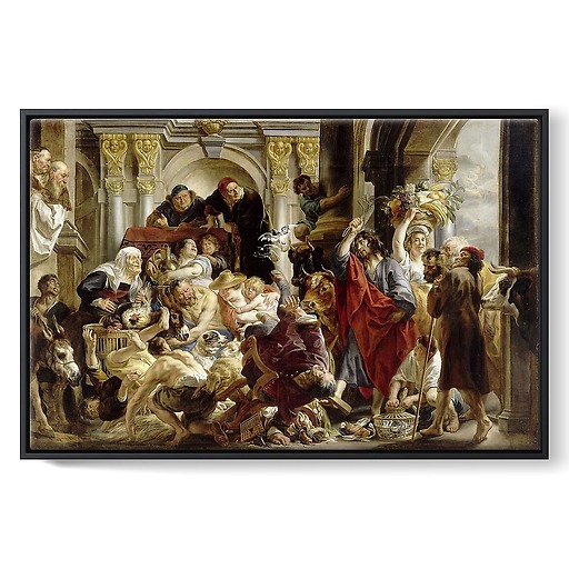 Jesus chasing the merchants from the temple (framed canvas)