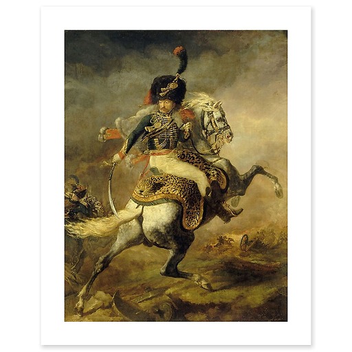 Horse hunter officer of the Imperial Guard charging (art prints)