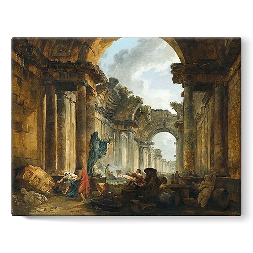 Vue imaginaire de la grande galerie du Louvre en ruines (toiles sur châssis)