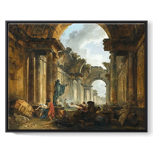 Imaginary View of the Grand Gallery of the Louvre in Ruins (framed canvas)