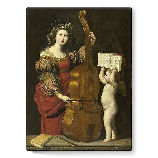 Sainte Cécile avec un ange tenant une partition musicale (toiles sur châssis)