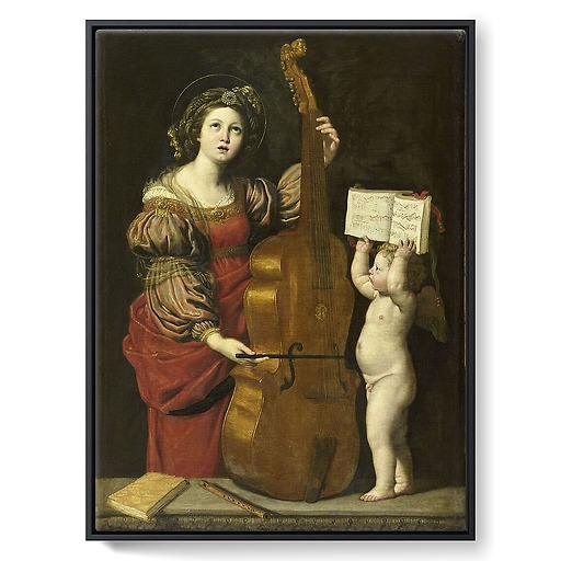 Sainte Cécile with an angel holding a musical score (framed canvas)