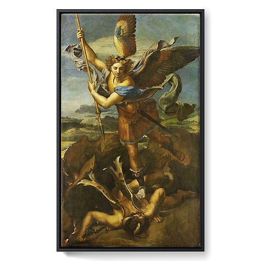 Saint Michael knocking down the demon called The Great Saint Michael (framed canvas)