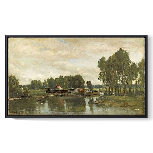 Boats on the Oise (framed canvas)